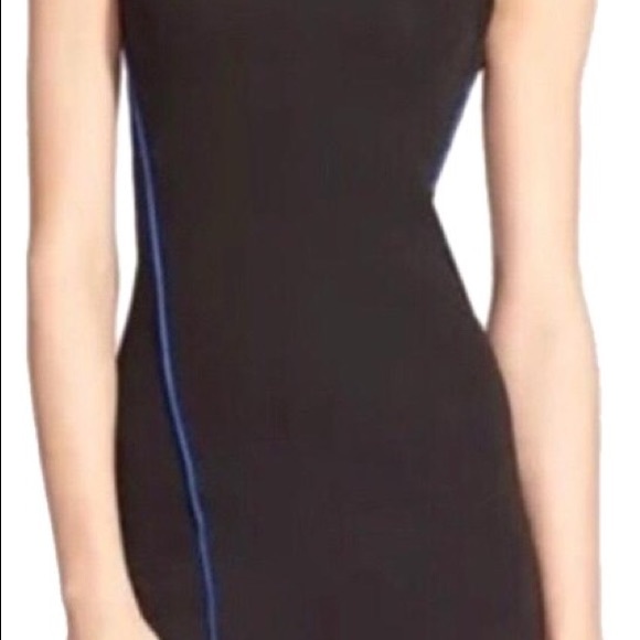 Alexander Wang Black Bodycon Dress with Blue Diagonal Stripe - Picture 3 of 3